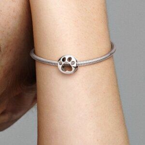 Pandora Sterling Silver Openwork Paw Print Bead Charm